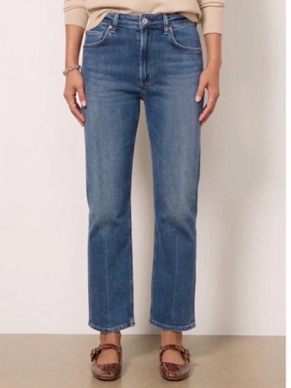 Citizens of Humanity Zurie Women's Straight-Leg Jeans in Medium Blue Size 28